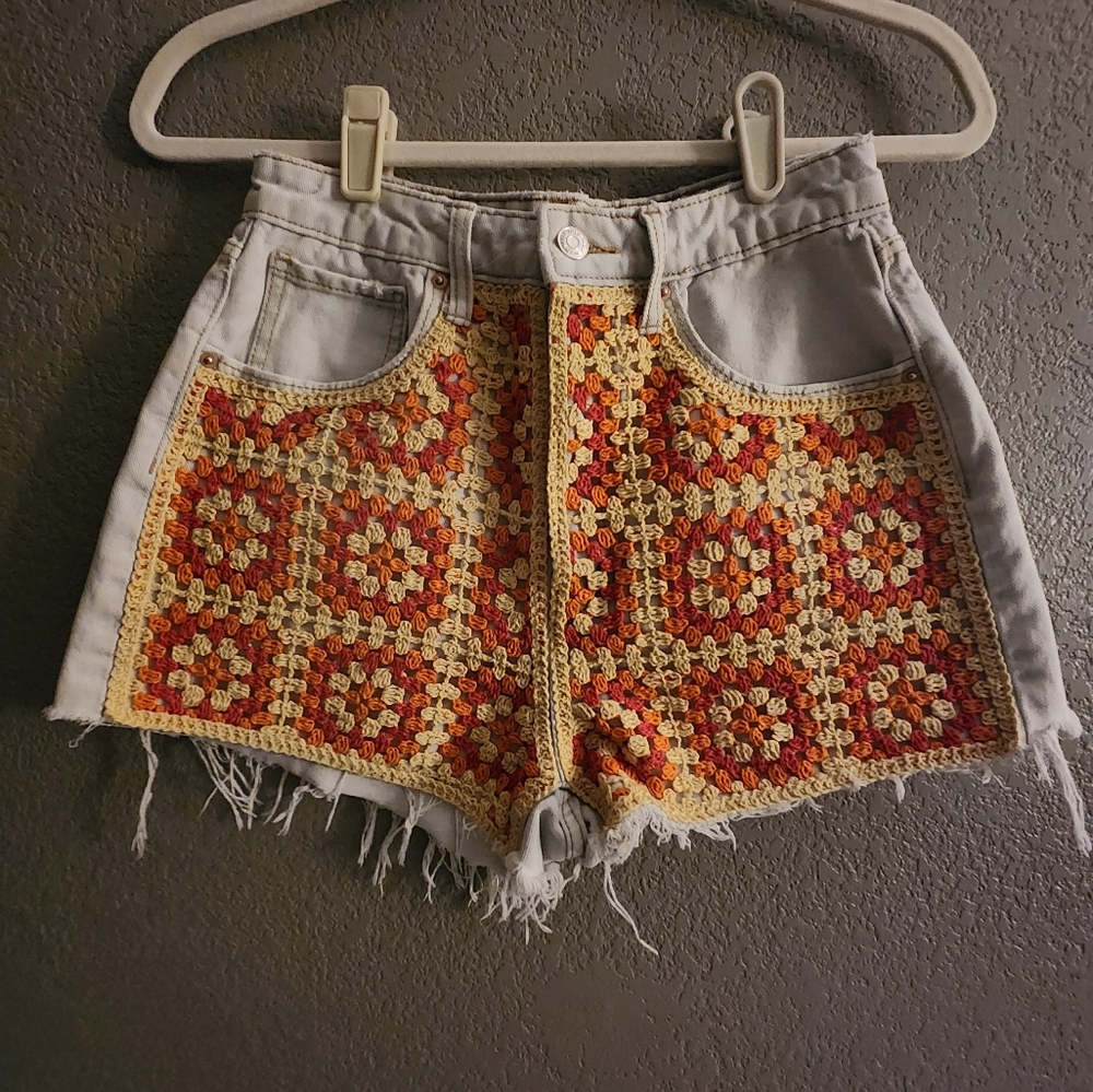 Wild Fable Jean Shorts Yello and Orange Distressed Hem